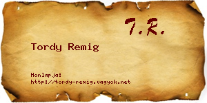 Tordy Remig névjegykártya